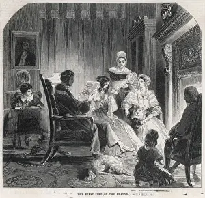 Victorian Era Family Portrait Drucke: First Fire of the Season