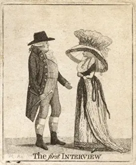 Drucke von Der erste Interview mit Kapitän Dalrymple von Fordel und Cleland, durchgeführt von John Kay John Kay Drucke: Der erste Interview von John Kay im Jahr 1787