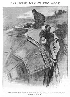 Vintage Space Exploration Art Drucke: First on Moon / Starting