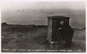 Longships Lighthouse Cornwall Drucke: First and last postbox, Lands End, Cornwall