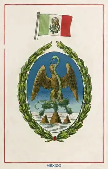 Mexico Flag Drucke: The Flag and Arms of Mexico