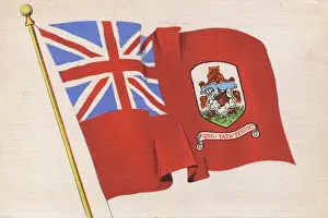Drucke von Die Flagge von Bermudensitz um die Jahrzehnte 1930er Bermuda Drucke: Die Flagge von Bermudat