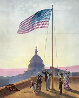 Stars And Stripes Image Drucke: The flag that has waved one hundred years--A scene on the mo