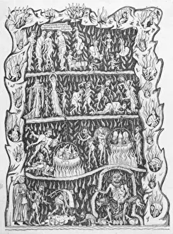 12th Century Art Drucke: Flames of Hell