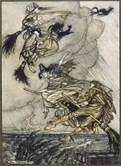 Historical Witchcraft Images Drucke: Flight of Witches
