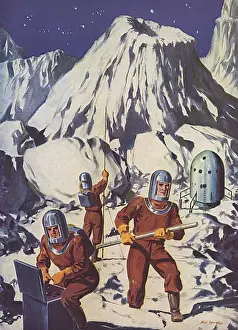 Space Travel History Drucke: Flights into the Future - the first men on the moon