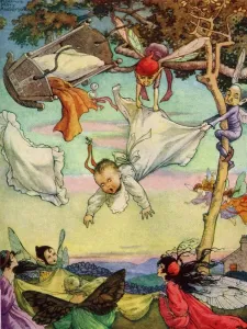 Drucke von Rock-a-bye-Babys - Illustration der traditionellen Kinderreime. Künstlerin: Von Cassells Kinderalbum. Florenz Mary Anderson um 1920 Kinderzimmer Drucke: Rock-a-bye-baby
