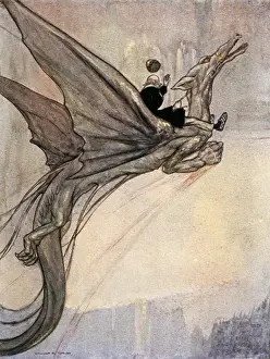 Historical Fantasy Artwork Drucke: Flying a Dragon / Timlin