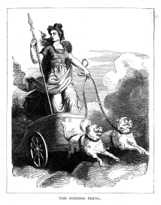 Nordische Mythologie Drucke: Freya im Wagen