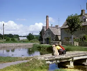Mühle und Ford bei Lower Slaughter, Gloucestershire