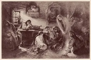Village Life In Russia Drucke: Fortune Telling Hen