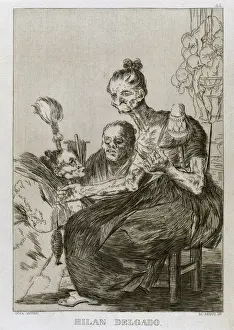 Drucke von Franz von Goja (* 1746; † 1828). Kapriolen, Nr.: Plakette 44 . Sie drehen fein hin und her im späten achtzehnten Jahrhundert in dem Museo del Prado in Madrid. Spanien Francisco Goya Drucke: Franz von Kuba (1746-1828) Kapricen. Denkmal 44. Sie drehn sich