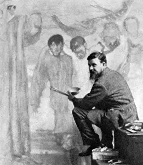 Portrait Of A Painter Drucke: Frank Brangwyn at work