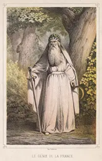 Medieval French Art Drucke: French Druid with Sickle