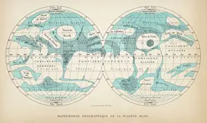 Französisches Kartenbild des Planeten Mars