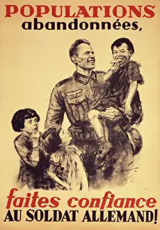 Drucke von Bevölkerungen verlassen, treibt euch nicht von der Stille ab: Die deutsche Armee schützt Sie! Propagandaposter des Zweiten Weltkriegs in besetztem Frankreich Propaganda-Plakate Drucke: Französischer Plakattitel zur Besetzung