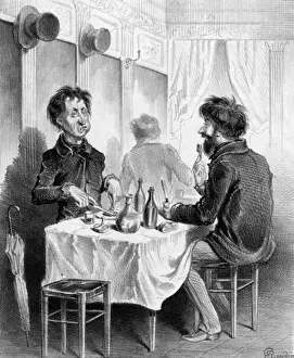 French Cuisine History Drucke: Two Frenchman at Table