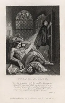 Mary Evans Prints Online Drucke: Frontispiece illustration from Frankenstein