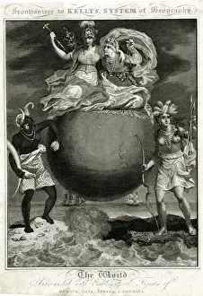 World Geography Map Drucke: Frontispiece, Kellys System of Geography
