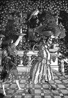 Drucke von Die Früchteträger aus Aubreys Unvollendeter Roman Unter der Höhe von C. 1895 Aubrey Beardsley Drucke: Die Fruchtträger unter dem Hügel in Beardsley