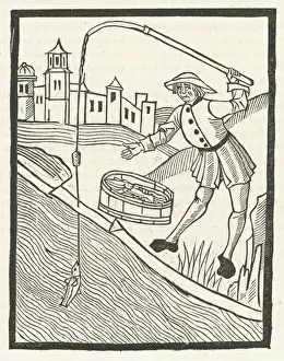 Jagen Fisch mit einem Angel