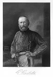 Drucke von GIUSEPPE GARIBALDI italienischer Soldat und Staatsmann mit seiner Unterschrift Datum: 1807 - 1882 G Drucke: GARIBALDI
