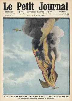 French Aviator History Drucke: Garros Downs German