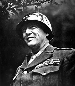 Drucke von Fotografische Porträt des Generalleutnants George S. Patton (1885-1945), amerikanischer Militärführer, gezeichnet im Frühjahr 1945 Generäle Und Führer Drucke: Georg Sigmund Patton, 1945