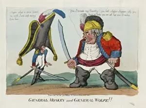 John Bull Caricature Drucke: General Monkey and General Wolfe