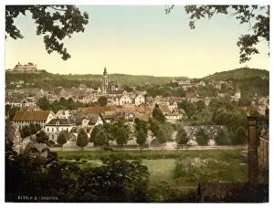 Nineteenth Century German History Drucke: General view, Coburg, Thuringia, Germany