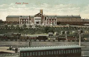 Historical Rail Transport Drucke: General view of Exeter Prison, Devon
