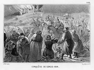 Medieval Battle Scenes Drucke: Genghis Khan Attacks
