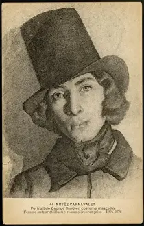19th Century Literary Figures Drucke: Georges Sand / Postcard