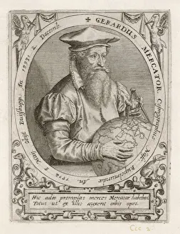 Drucke von Gerardus Mercator, auch bekannt als Gerhard Kremer; flämischer Kartograf Eine visuelle Reise durch die Zeit: Gerhard Kramer ist nicht bekannt