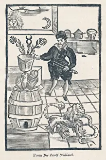 Deutscher Alchemiste am Werk