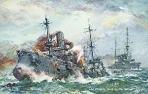 Dienstleistungen Drucke: Deutschland-Kreuzer SMS Emden von der HMAS Sydney angegriffen, Erster Weltkrieg