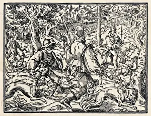 German Nobility Portraits Drucke: German Deer Hunt C16