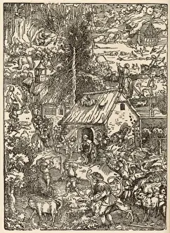 Farming In The Middle Ages Drucke: German Farm C16