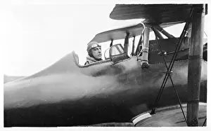 Early 20th Century Flight Drucke: German pilot in a biplane