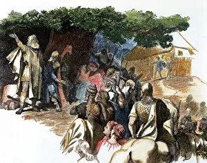 Drucke von Der Bard. Unter den alten Kelten ein Dichter der Panegyrus und Kriegslieder, aber dann beschrieb er den epischen oder lyrischen Dichter von jeder Altersgruppe oder Landesgrenze. Germanische Barden Kulturelle Feste Und Traditionen Drucke: Deutsche Sängerinnen und Barden, farbiges Kupferstich