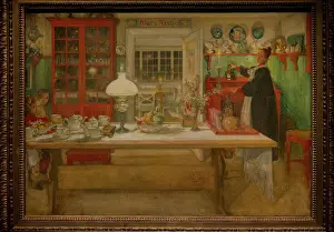 Drucke von Karl Larsson (* 1853 - 1919). Schwedischer Maler . Vorbereitung auf ein Spiel , 1901 . Nationalmuseum . Stockholm . Schweden Zeitgenössische Kunst Drucke: Vorbereitung auf ein Spiel aus dem Jahr 1901 von Carl Larsson