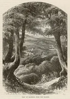 Drucke von GILBERT WHITE VON SELBORN Ferne Ansicht von Geburt und Wohnstätte des Naturforschers in Selborne, Hampshire Ländliche Gemälde Auf Dem Land Drucke: Gilbert White von Selborne