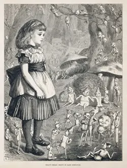 Victorian Era Fantasy Art Drucke: Girl, Imps, Toadstools