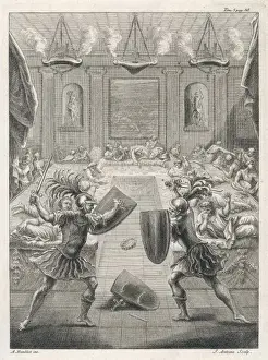 Ancient Roman Entertainment Drucke: Gladiators after Dinner