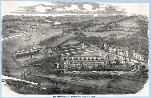 Drucke von Die neue Gravierdokke in Meadowside, Glasgow aus dem Jahr 1858. Das offene Land dahinter ist leider nur ein Erinnerung an die Vergangenheit Glasgow Drucke: Glasgow Hafen