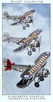 Early 20th Century Aviation Drucke: Gloucester Gauntlet interceptor fighter planes, WW1