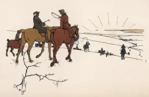 Historical Hunting Scene Drucke: Going home after Hunt