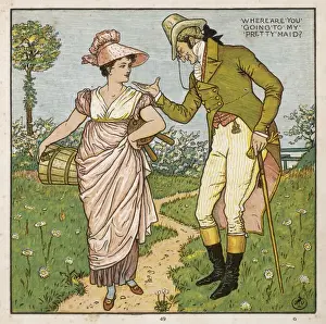19th Century Illustration Style Drucke: Where are you Going (Wc)