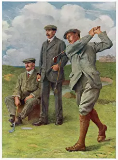 Golf History Images Drucke: Golfing Trio