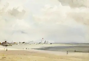 Raymond Sheppard Artwork Drucke: Gorleston beach with pierhead